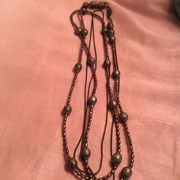 Coppertone Beaded Double Strand Necklace - Picture 4 of 5